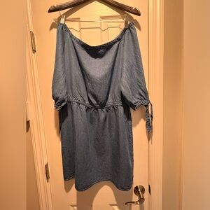 Large White House Black Market off shoulder denim dress